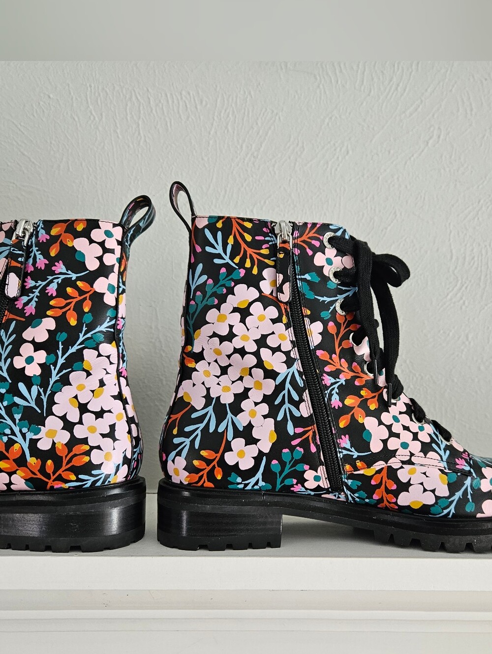 NWOT Kate Spade New York Jemma Floral Lace Up Combat Boots/Booties - Picture 7 of 9